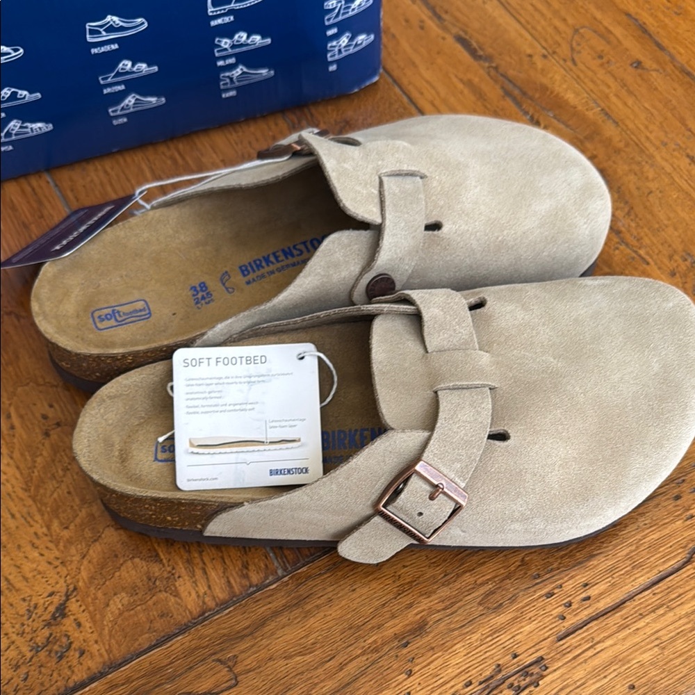 Birkenstock Beige Soft Footbed Clogs
